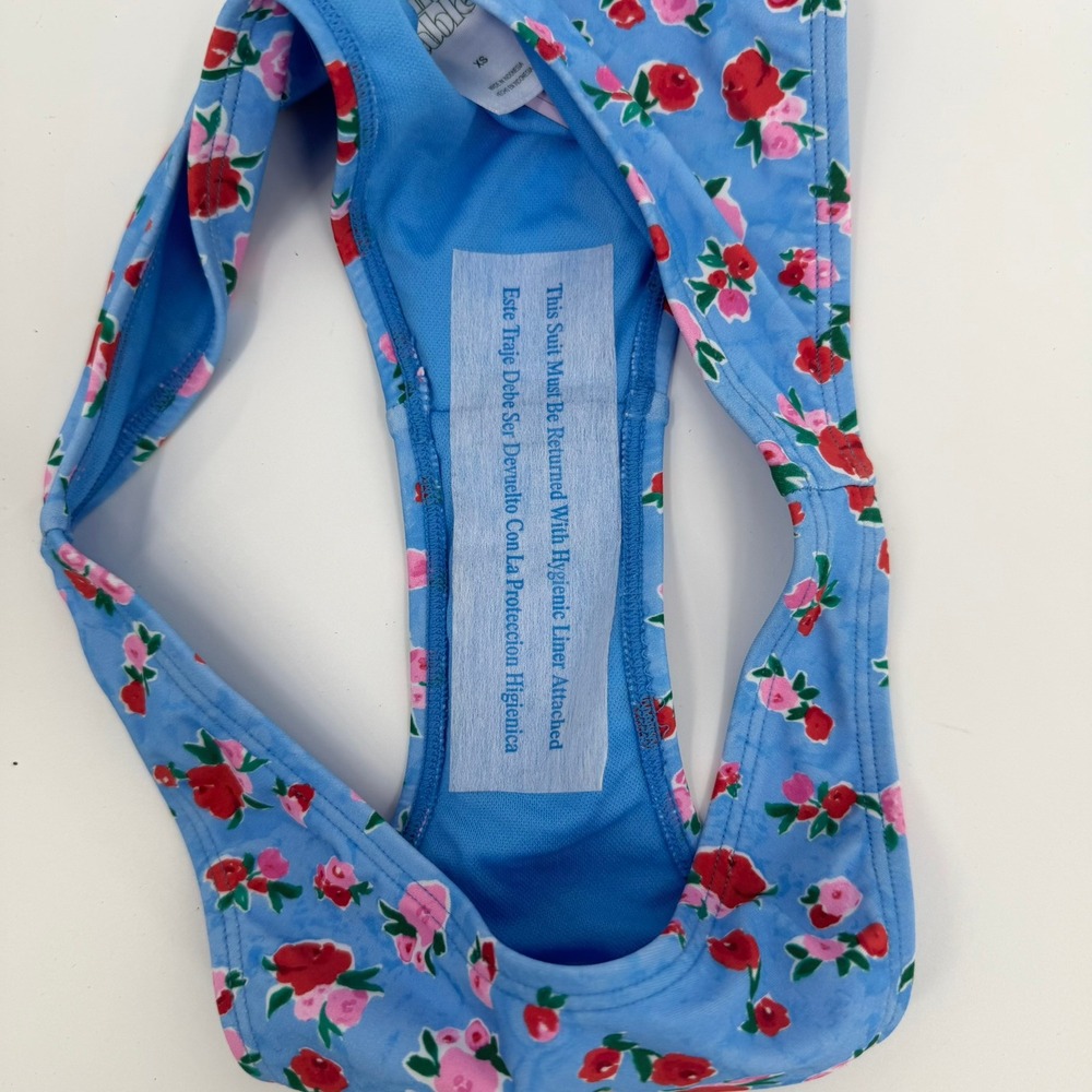 Wild Fable Bikini Bottom High Leg Cheeky Modern Women Size XS Blue Floral Print - Picture 7 of 7